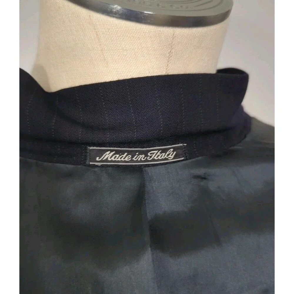 Vintage Mani Armani 44L Blazer Sport Coat Barney's Black Gray Pinstripe Designer
